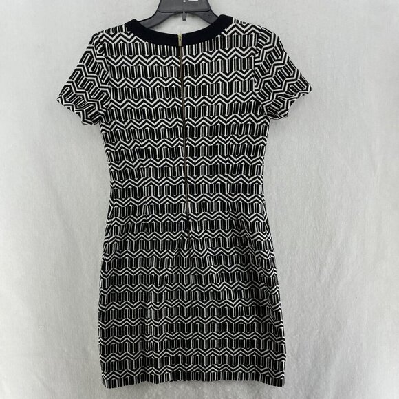 Banana Republic Sheath Dress Women's Sz 2 Black Geometric Round Neck Back Zip - Picture 2 of 10